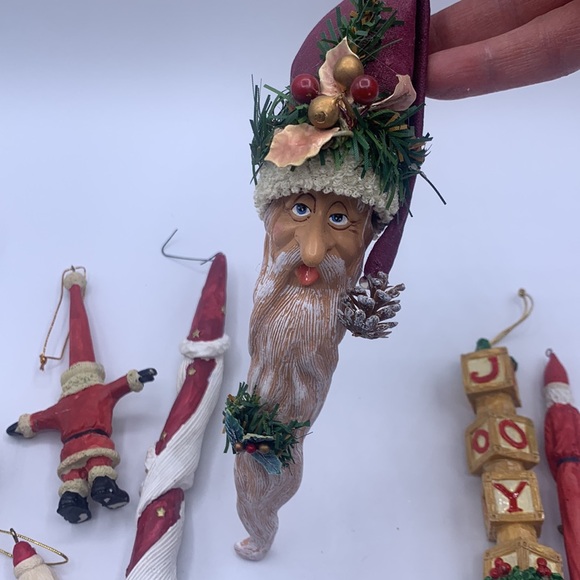 Bundle of Vintage Santa Claus Christmas Tree Ornaments Icicles Trinket Box - Picture 5 of 5